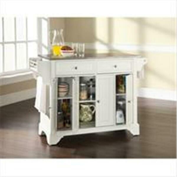 Modern Marketing Crosley Furniture Lafayette Stainless Steel Top Kitchen Island In White Finish KF30002BWH